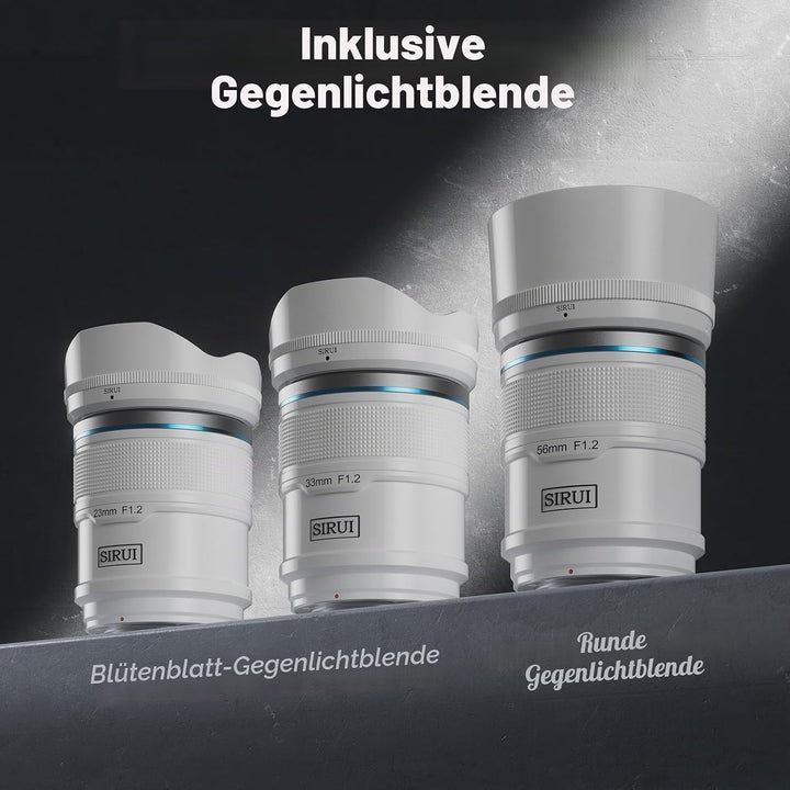 SIRUI Sniper Autofokus-Objektiv-Kit 23mm/33mm/56mm f/1.2 – APS-C für Sony E-Mount (A5, A6, FX30, ZV-
