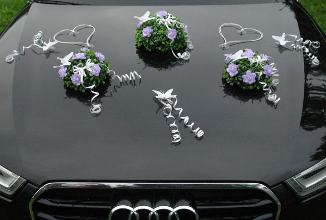 BUCHSBAUM Auto Schmuck Braut Paar Rose Deko Dekoration Autoschmuck Hochzeit Car Auto Wedding Deko Ra