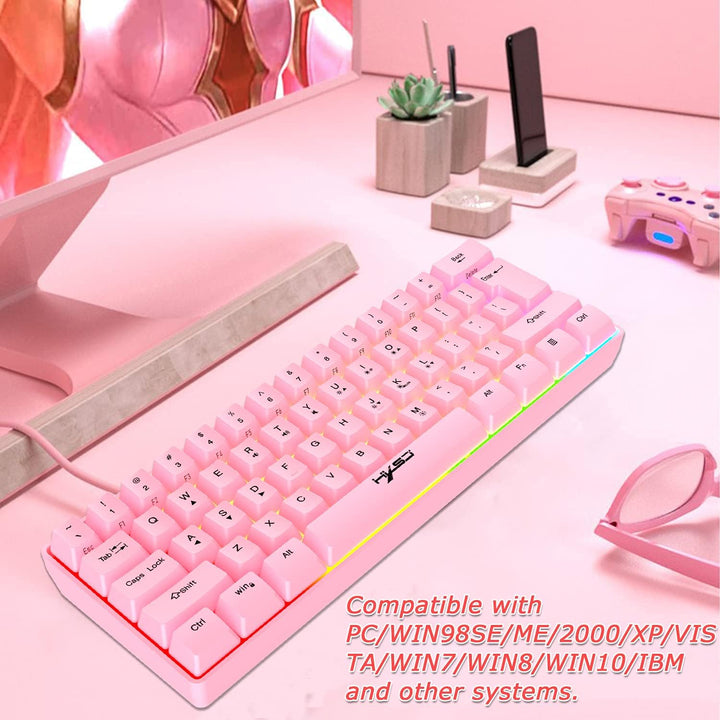 KUIYN 60% kabelgebundene RGB-Gaming-Tastatur, 61-Tasten-Minitastatur mit 11 RGB-Chroma-Hintergrundbe