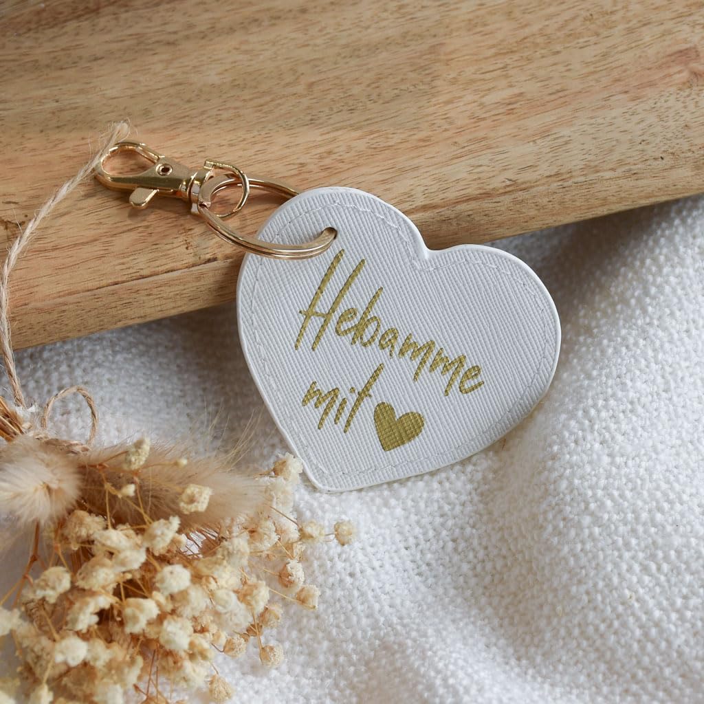 kleines Geschenkset "Hebamme mit Herz" | Schlüsselanhänger im Lederlook und Karte | kleines Abschied