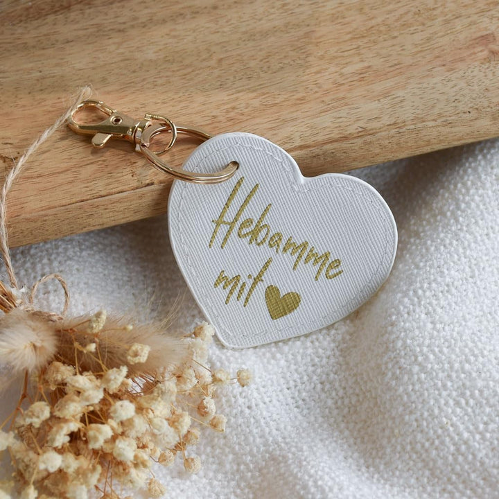 kleines Geschenkset "Hebamme mit Herz" | Schlüsselanhänger im Lederlook und Karte | kleines Abschied