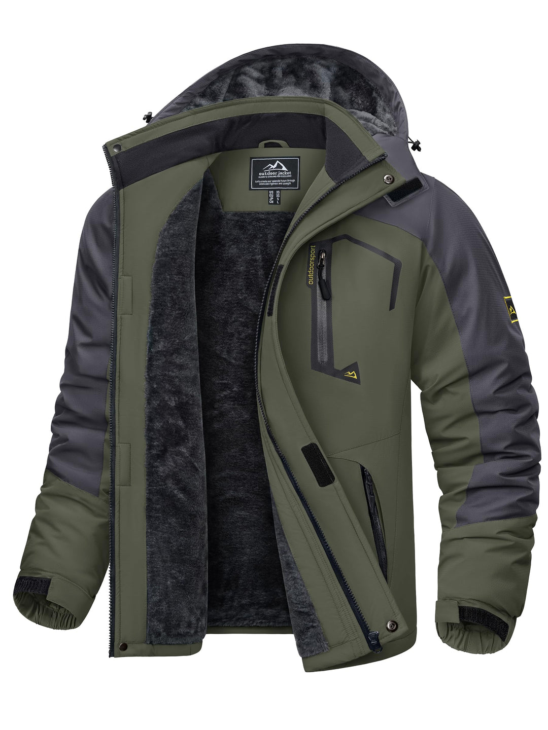 KEFITEVD Herren Skijacke Atmungsaktiv Warm Gefüttert Winterjacke mit Abnehmbarer Kapuze Snowboardjac