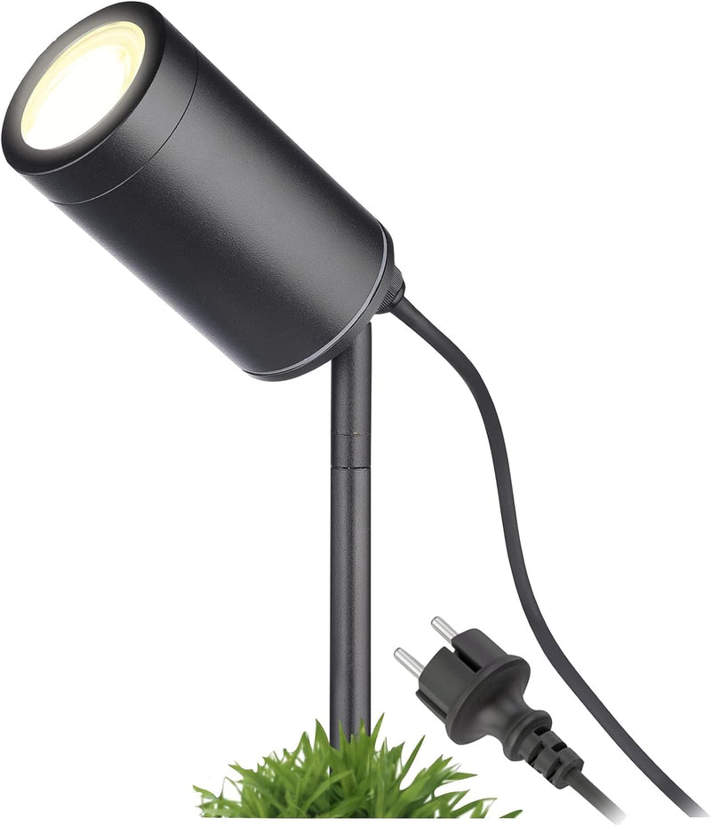 lambado® Premium LED Erdspiessleuchte schwarz Aussenstrahler inkl. 3W GU10 warmweiss - Gartenstrahle