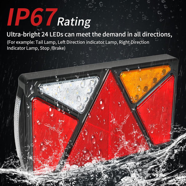 Yuanjoy 2 Pack 12V 24V PKW-Anhänger LED Rückleuchten Satz mit E-Prüfzeichen, Wasserdicht LKW Rücklic