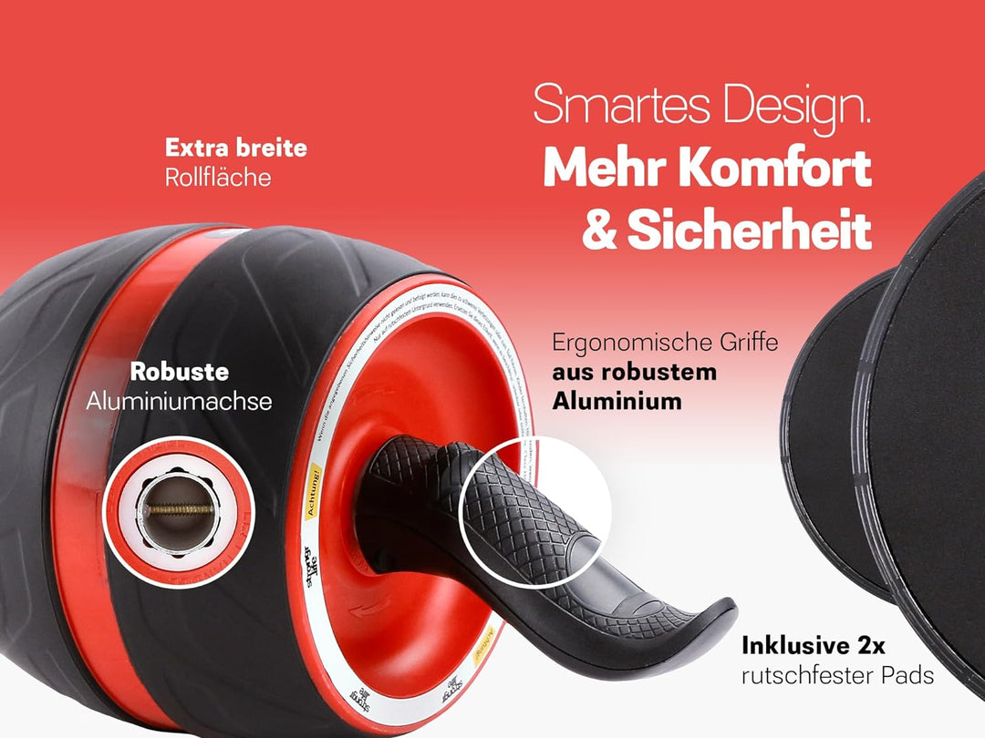 Strongr.life Bauchtrainer für Zuhause - Bauchmuskeltrainer inkl. Schiebepads - Extra breiter Bauchro