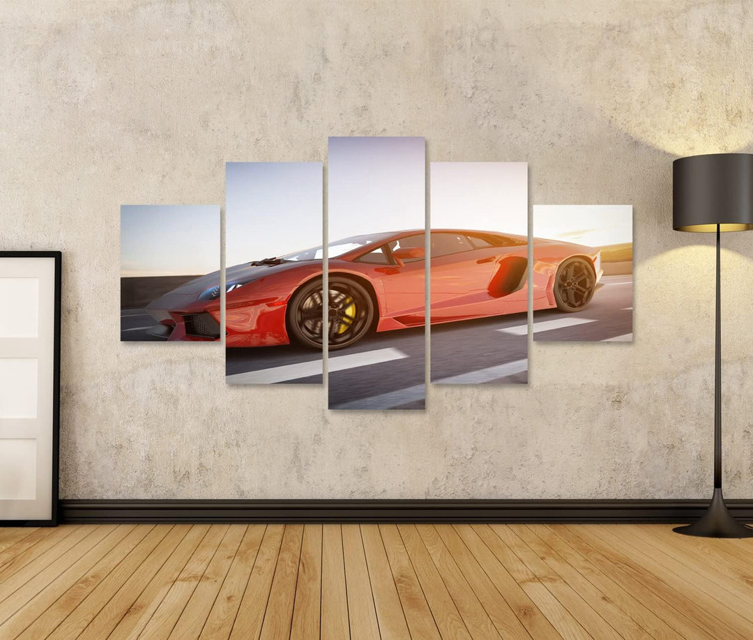 islandburner Bild auf Leinwand Rot Metallic Sportwagen Passend Ferrari Bilder Wandbilder Poster Lein
