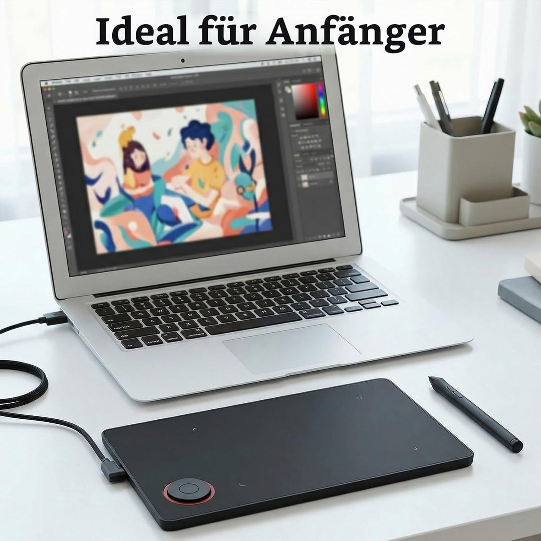 IMAGE Tragbares Grafiktablett 8,9*5,3 Zoll mit 8192 Stufen batterielosem Stift und 1 magischem Kreis