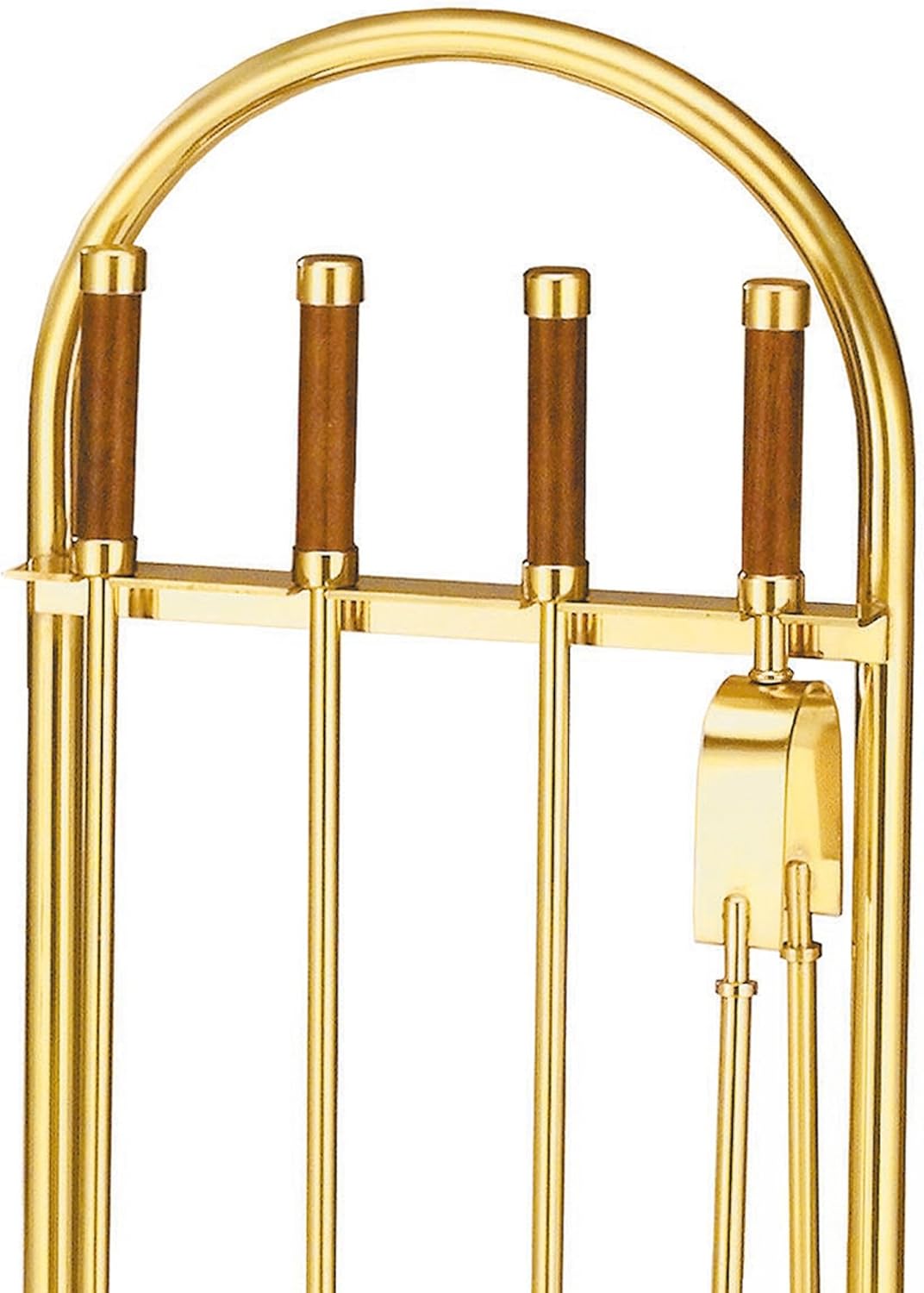 Lienbacher Kaminbesteck aus Messingrohr, Griffe mit Holzeinlage 4-TLG.
