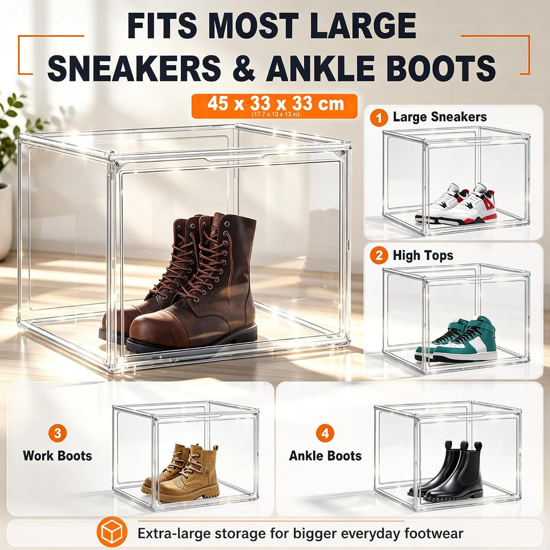 Schuhaufbewahrungsbox, XXX-Grosse Extra grosse Acryl Display Case Transparente Sneaker Schuh Organiz