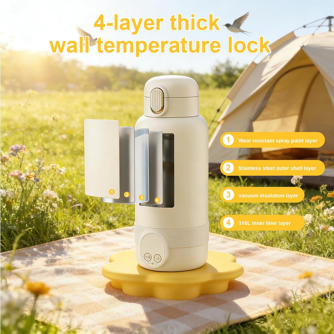 Babyflaschenwärmer Schnellheizender,Flaschenwärmer Baby Unterwegs Mit Batteriestandsanzeige,37~55 °c