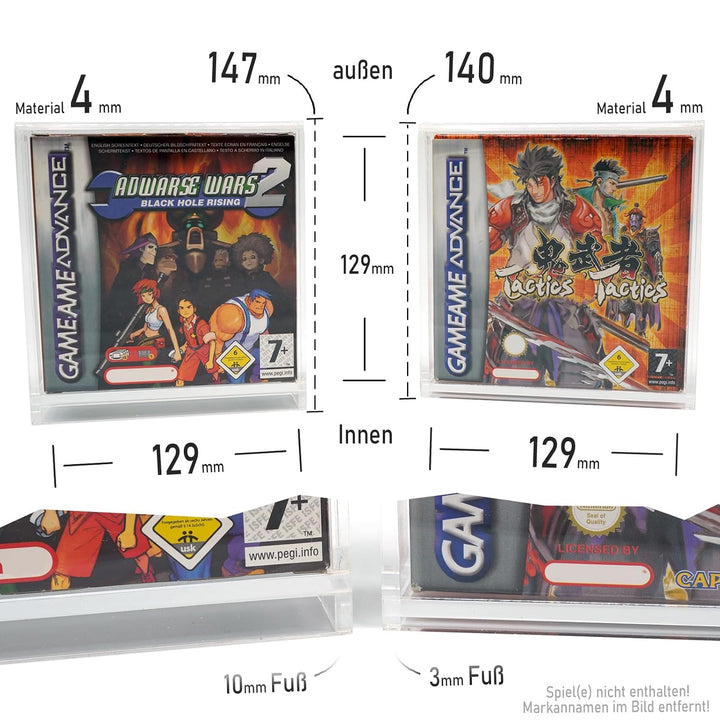 RetroRetter Acryl Case - ohne Standfuss - für GameBoy Classic Color Advance Spiele OVP - DMG GBC GBA
