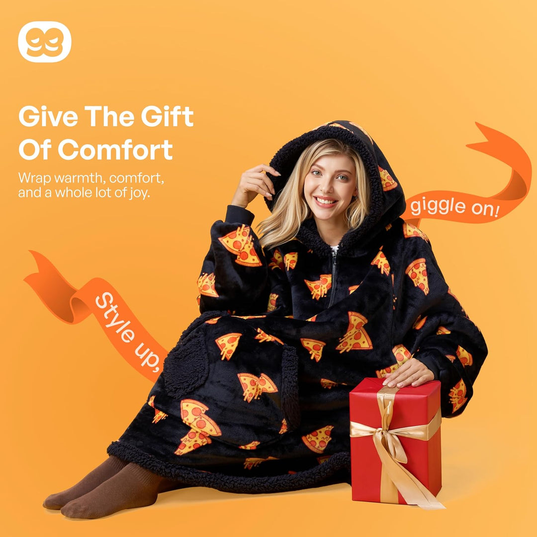 Giggling Getup tragbare Decken Hoodie – Übergrosse Flanell Sherpa Fleece Sweatshirt Decke für Erwach