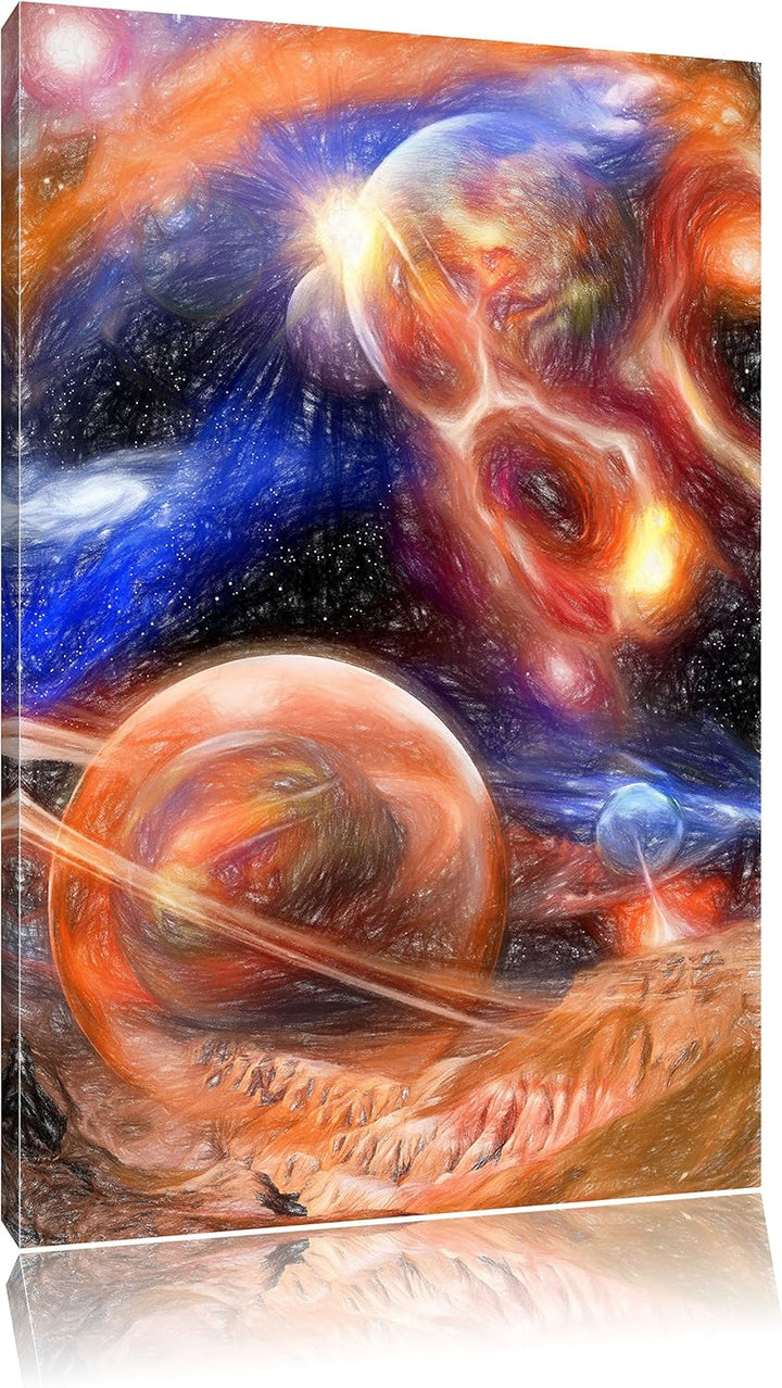 Pixxprint Raum Landschaft / 100x70cm Leinwandbild bespannt auf Holzrahmen/Wandbild Kunstdruck Dekora