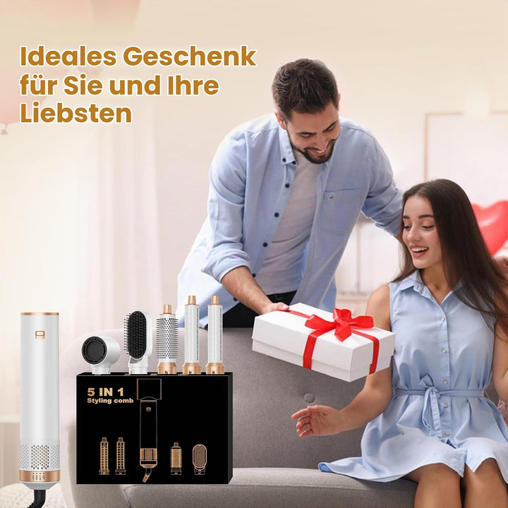 OKWRAP Hair Styler Set, Hairstyler 5 in 1, Haarstyler mit Automatischer Lockenstab, Föhn Ionen, Warm