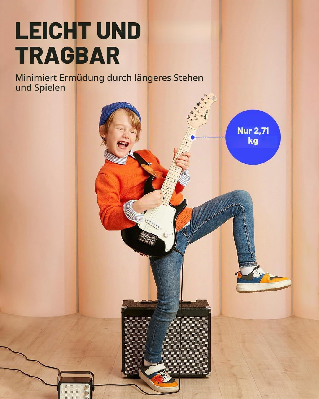 Donner E-Gitarre Set Anfänger Junior Kit ST-Stil 30 Zoll Mini Gitarren Premium Bundle mit Verstärker
