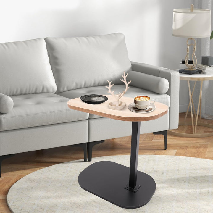 C-förmiger Beistelltisch höhenverstellbar 45–80cm, drehbare & neigbare Tischplatte, Sofatisch Nachtt