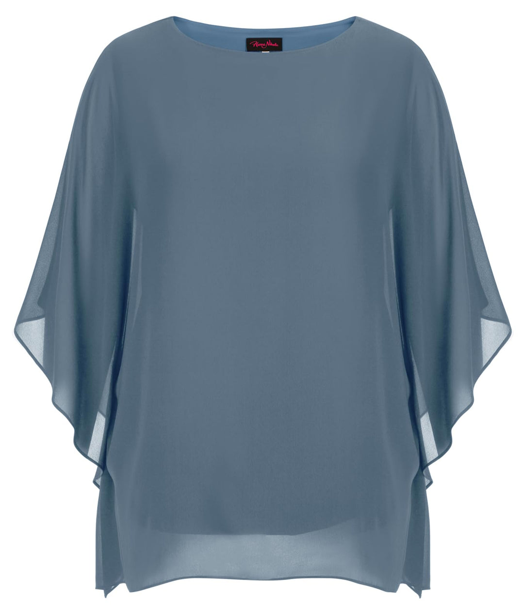 Hanna Nikole Damen Grosse Grössen Chiffon Blusen Elegant Fledermaus Hemd Doppellagige Tops Lose Long