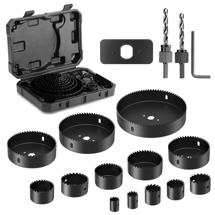 Lochsäge Set, HYCHIKA 19 PCS Lochsäge Kit mit 13 Sägeblättern ‎Ø 19/22/25/29/32/38/44/51/68/79/89/10