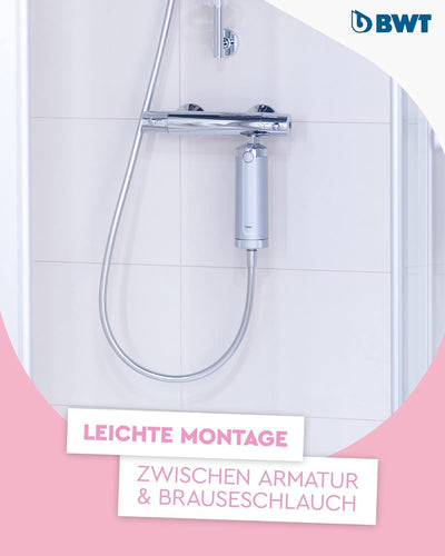 BWT Quick & Clean Antikalk-Filtersystem mit 1 Filterkartusche | Kalkschutz Bad | Inline Duschfilter