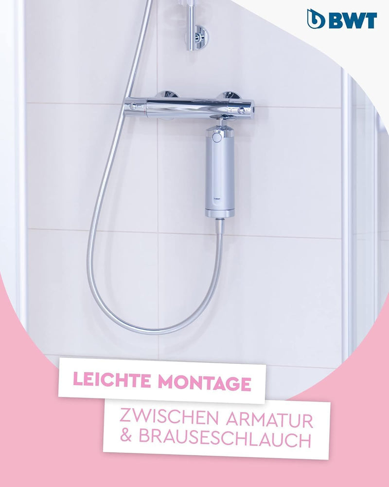 BWT Quick & Clean Antikalk-Filtersystem mit 1 Filterkartusche | Kalkschutz Bad | Inline Duschfilter