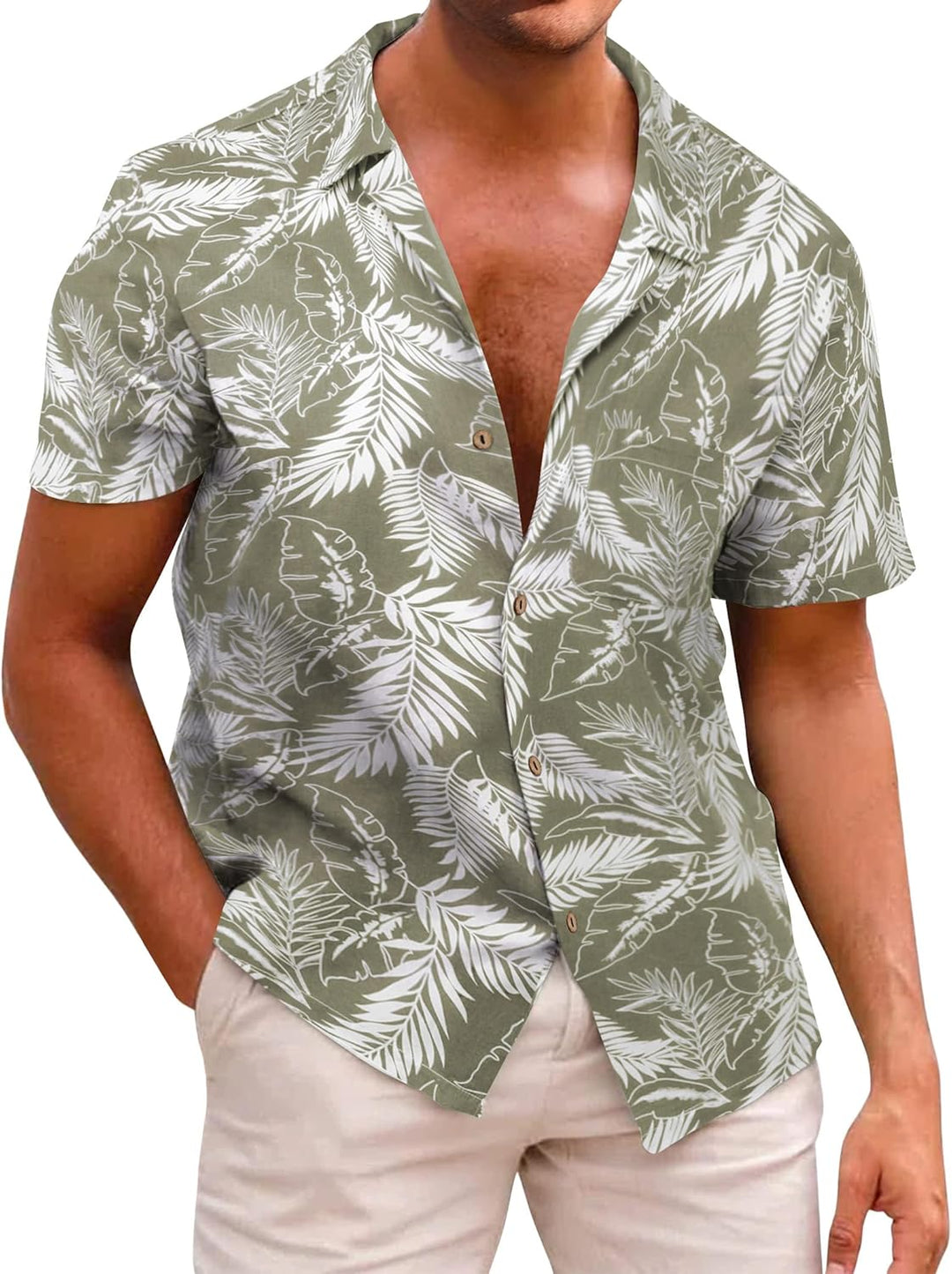 Herren Hawaiihemd Freizeit Hemd Kurzarm Baumwolle Blumen Shirt Urlaub Sommer Strand Hemd Reise Shirt