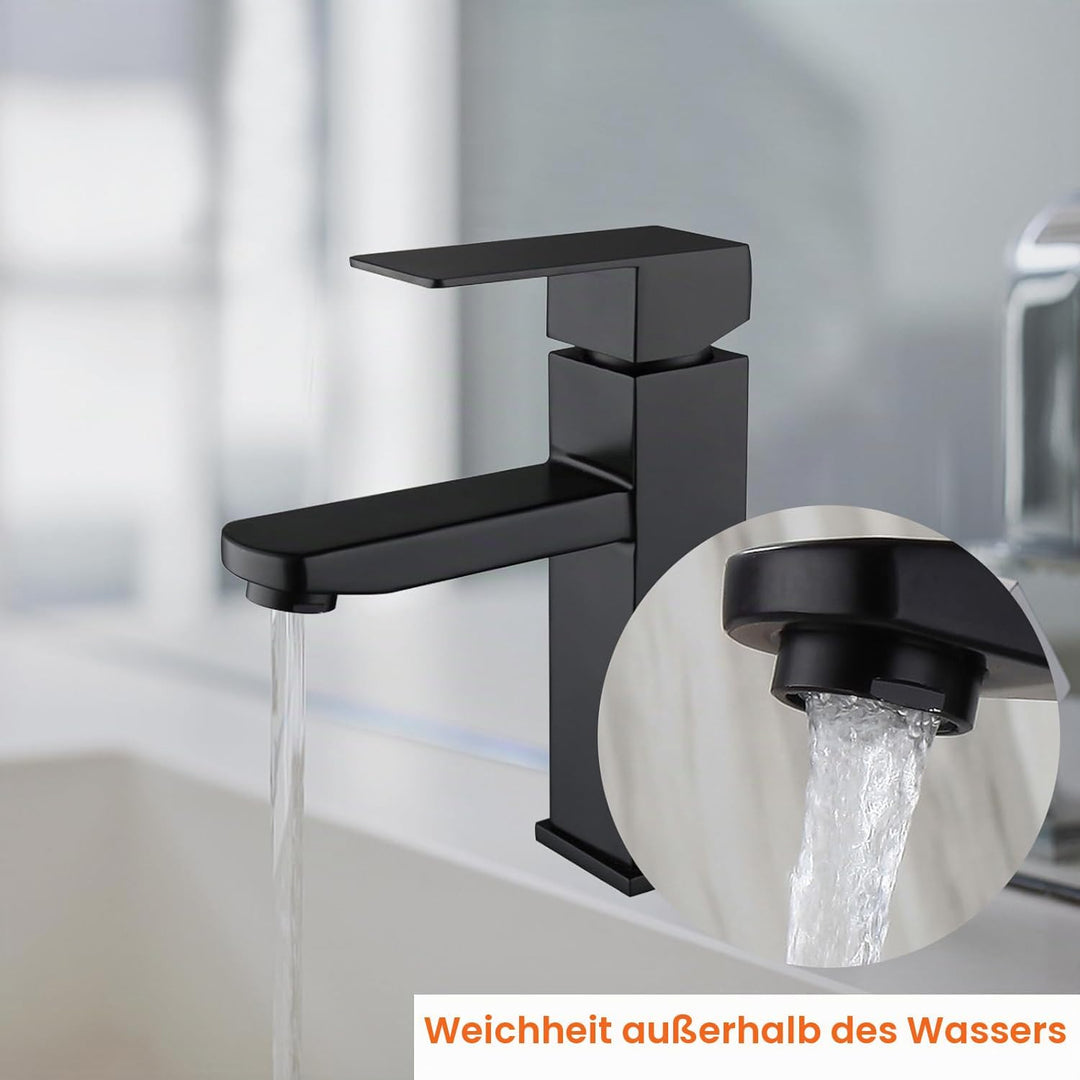 Wasserhahn Bad Schwarz Waschtischarmatur Hoch Badarmatur Waschbecken Armaturen Edelstahl Waschtischa