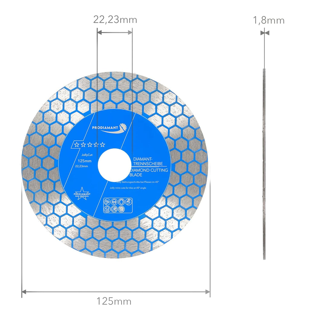 PRODIAMANT Diamant Fliesenscheibe 125mm für Jolly-Schnitte - Diamanttrennscheibe 125 mm x 22,23 mm f