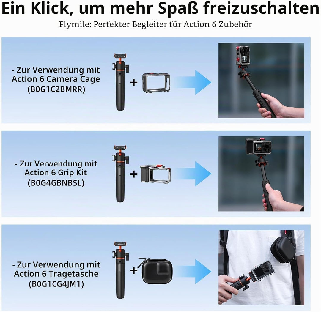 54cm Selfie Stick Stativ für DJI Osmo Action 6/Nano, Magnetische Schnellverschluss Selfie-Stick Ausz