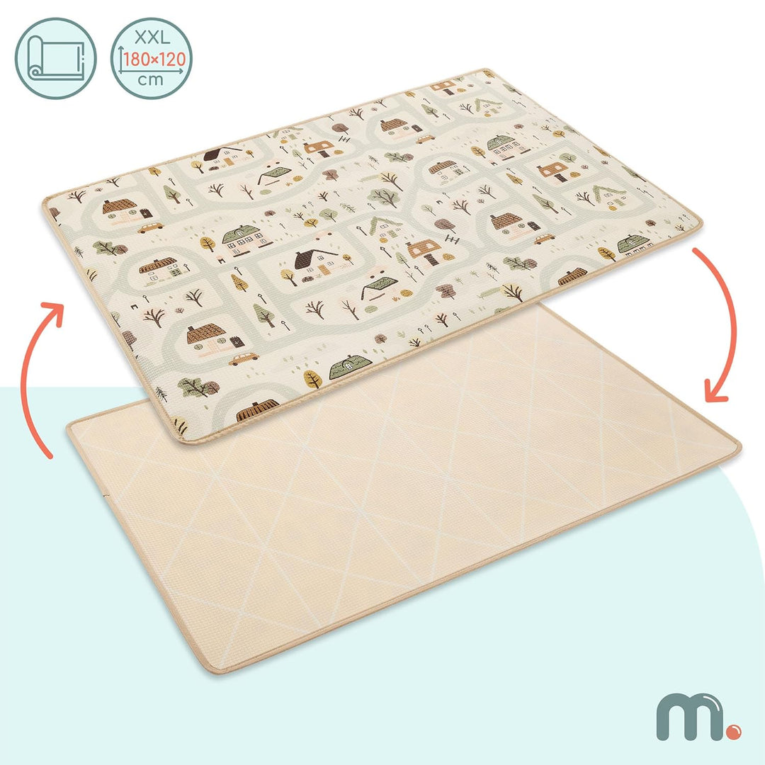 Mamabrum Beidseitige Spielmatte 180x120 cm für Babys und Kleinkinder, Weiche XPE Unterlage zum Krabb