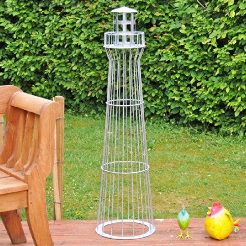 Leuchtturm 1,35m hoch verzinkt, Gabione, Garten-Dekoration, Metalldeko