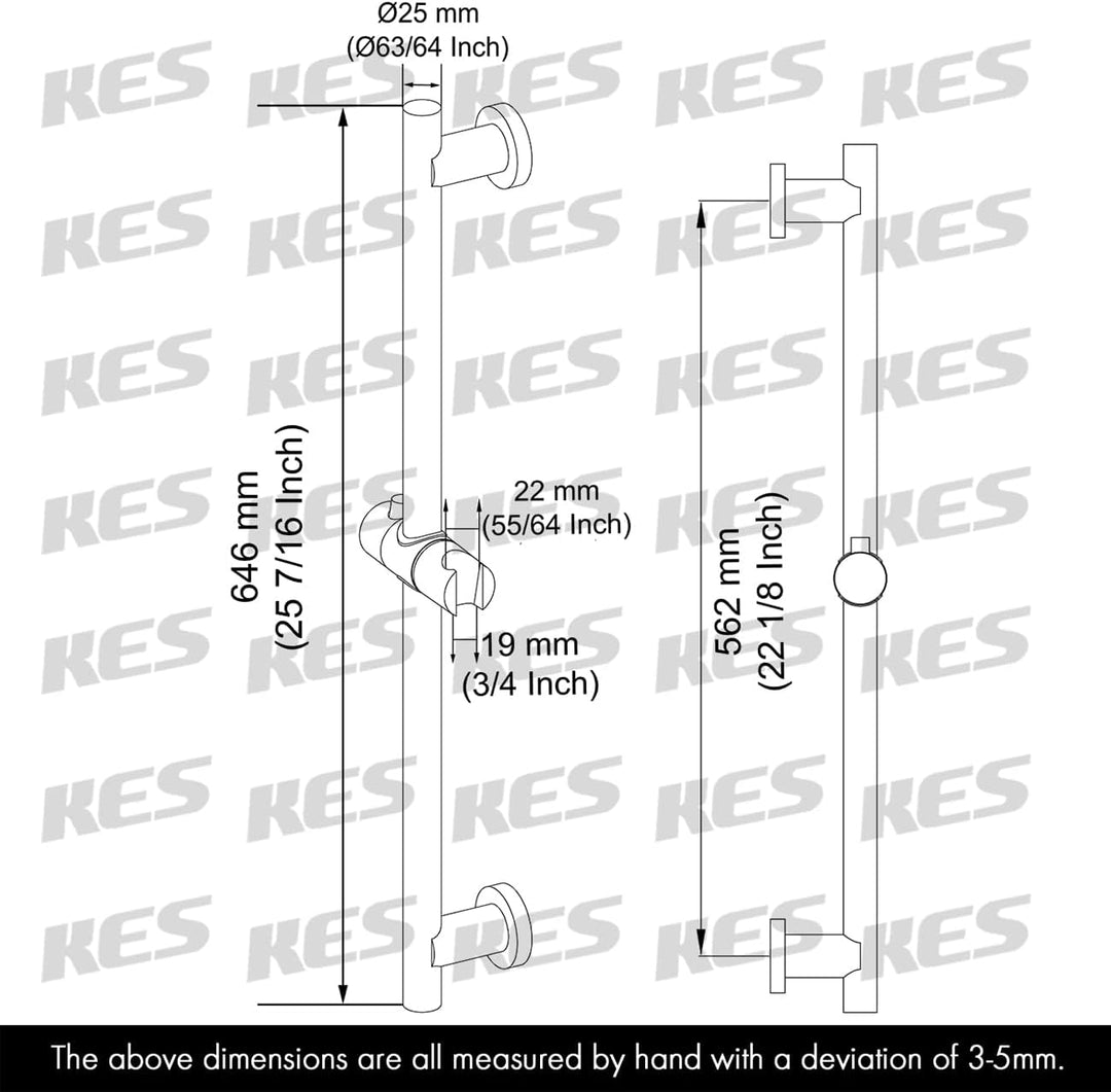 KES Duschstange Schwarz Matt Brausestange Edelstahl SUS304 Wandstange Dusche Duschkopfhalterung Dusc