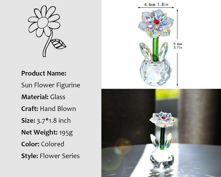 H&amp;D HYALINE &amp; DORA Kristall Sonnenblumen Figur,Ornament Glas Traumblume Sammlerstücke, Tischdekorati