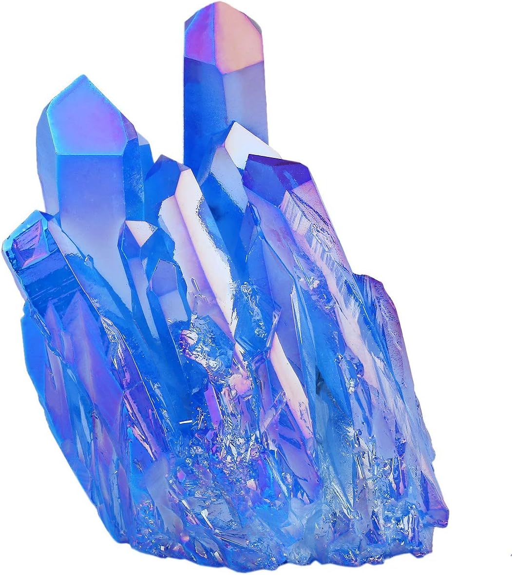 mookaitedecor Titanium Coated Natürlichen Bergkristall Rohstück Geode Dekorative Stein Naturstück Ed