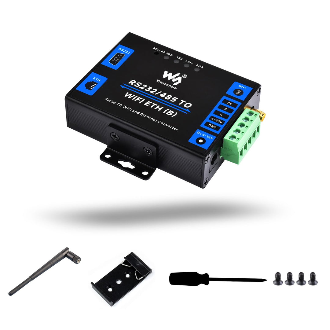 LUCKFOX RS232/485 to WiFi and Ethernet, Industrial Grade Serial Server with Metal Case, Modbus Gatew