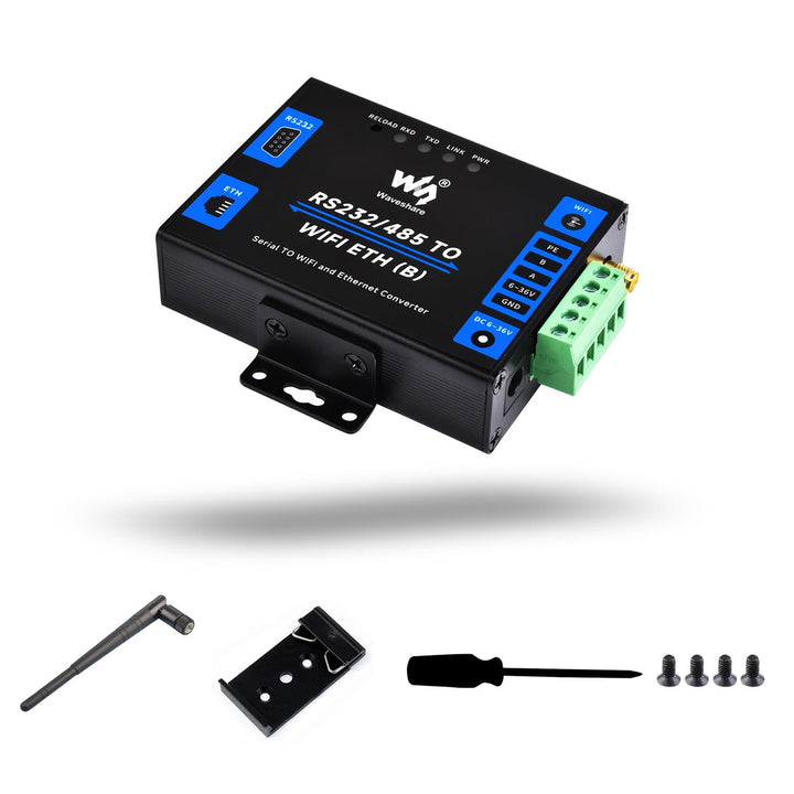 LUCKFOX RS232/485 to WiFi and Ethernet, Industrial Grade Serial Server with Metal Case, Modbus Gatew