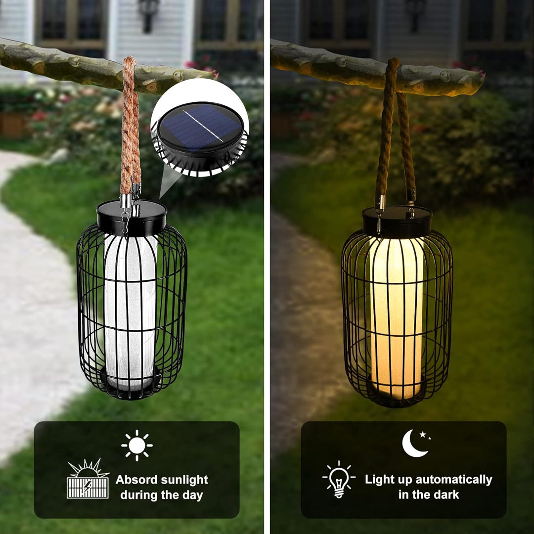 pearlstar Gross Solar Laternen für aussen Metall Hänge leuchten Dekorative Solar Tischlampe Wasserdi