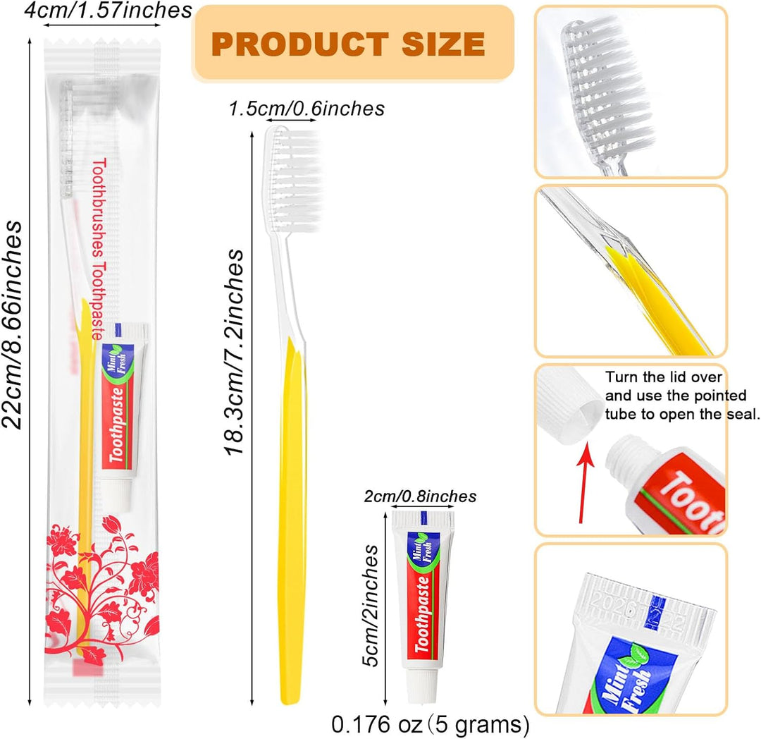 Einmal Zahnbürsten,30 Packungen Einwegzahnbürsten Mit Zahnpasta Set Einzeln Verpackt für Hotel/Campi