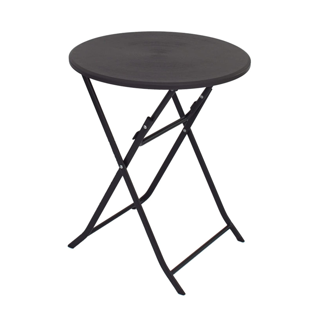 TRUTZHOLM Gartentisch rund Holzoptik grau Ø 60cm klappbar standfest robust Balkontisch Beistelltisch