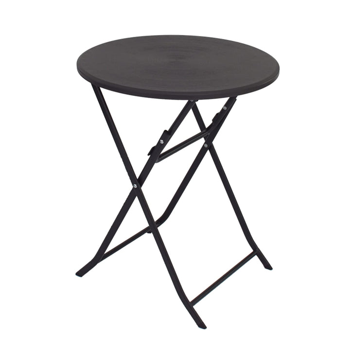 TRUTZHOLM Gartentisch rund Holzoptik grau Ø 60cm klappbar standfest robust Balkontisch Beistelltisch