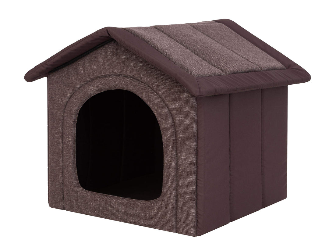 PillowPrim Hundehütte Hundehöhle Hundebett Hundehaus Katzenhöhle mittle M - 44x38 cm Dunkelbraun M -