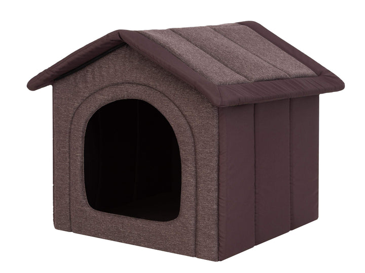 PillowPrim Hundehütte Hundehöhle Hundebett Hundehaus Katzenhöhle mittle L - 52x46 cm Dunkelbraun L -