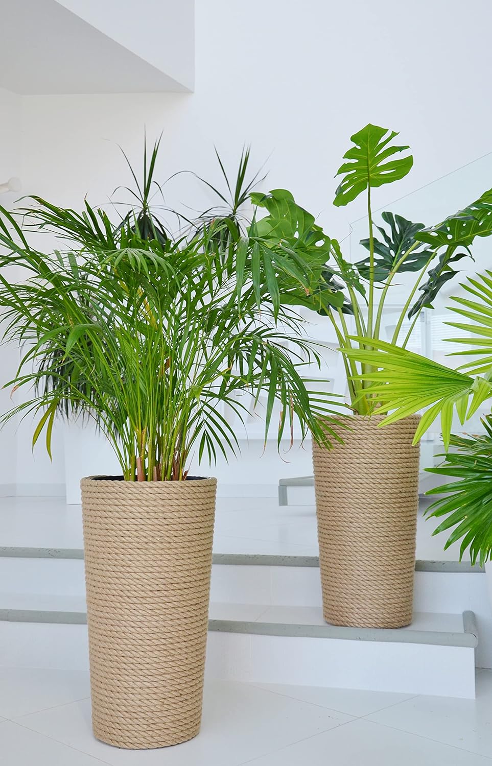 KORAD Pflanzentopf/Übertopf 41 hoch Stil Boho EKO Natural, geflochtene Juteschnur, Graskorb, Jute, E