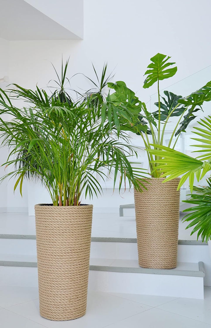 KORAD Pflanzentopf/Übertopf 41 hoch Stil Boho EKO Natural, geflochtene Juteschnur, Graskorb, Jute, E