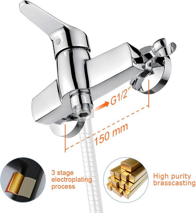 Ibergrif Roma - Einhand Duscharmatur mit Duschkopfhalterung, Brausebatterie, Chrom, Silber Ohne Dusc