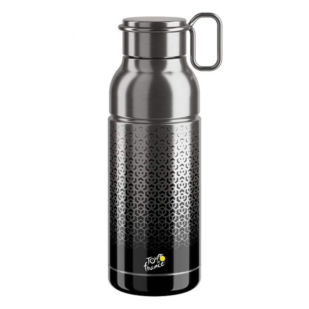 Elite Unisex – Erwachsene Mia INOX Trinkflasche, Schwarz,Silber, 650 ml
