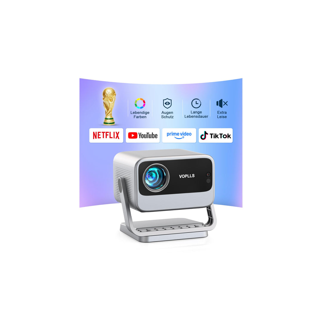 Smart Beamer 4K【Netflix vorinstalliert &amp; Dolby Audio】 VOPLLS 35000L Autofokus &amp; Trapezkorrektur Beam