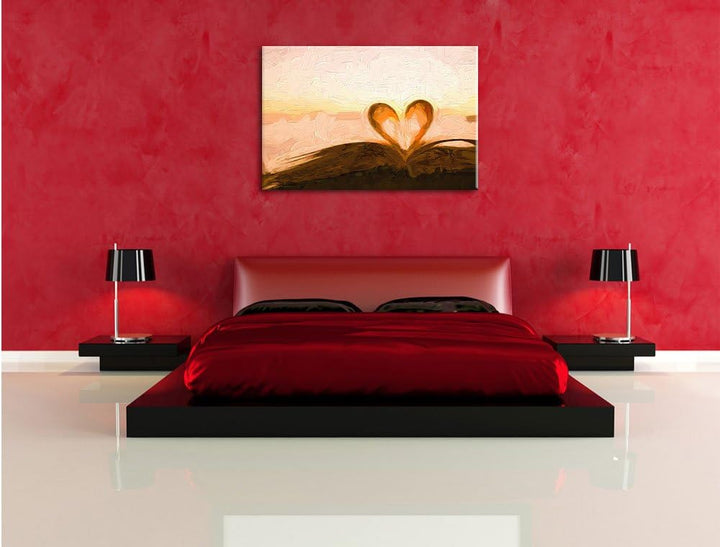 Pixxprint Herz aus Einer Buchseite als Leinwandbild/Grösse: 100x70 cm/Wandbild/Kunstdruck/fertig bes