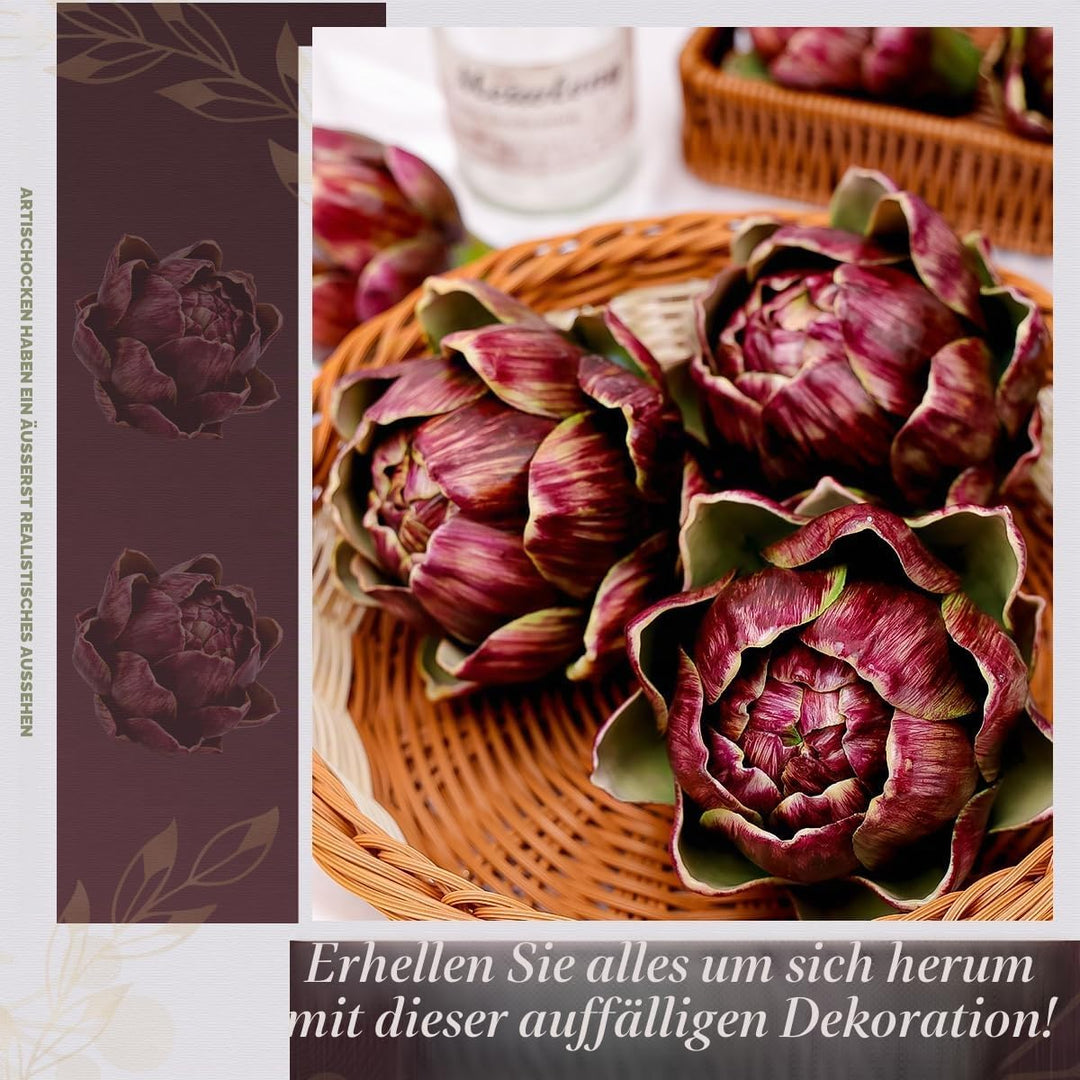 Meiwlong 3Pcs Künstliche Gross Rot Gemüse Artischocke Blumit Gefälscht Realistisch Blumen Strauss Ha