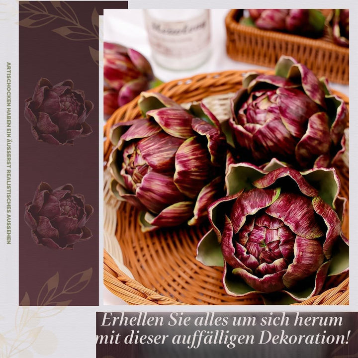 Meiwlong 3Pcs Künstliche Gross Rot Gemüse Artischocke Blumit Gefälscht Realistisch Blumen Strauss Ha