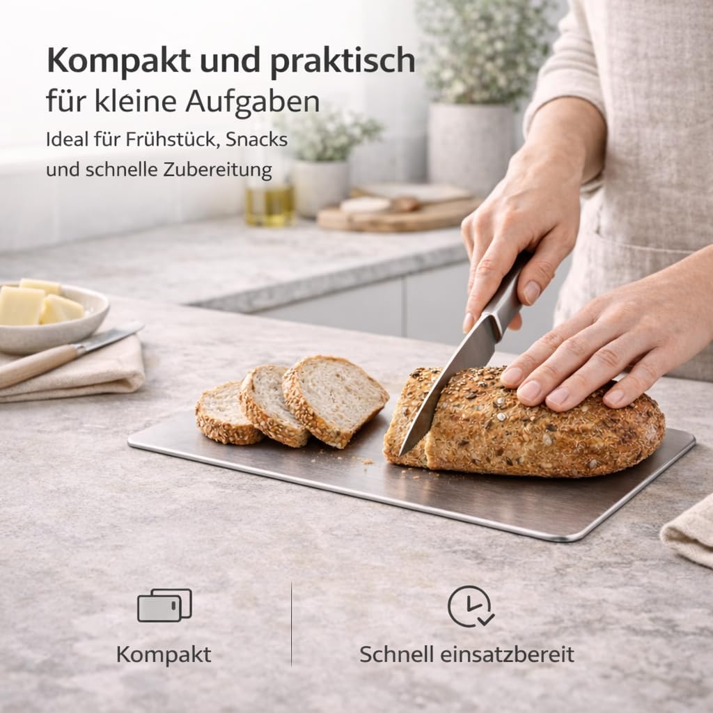 3 PCS Titan Edelstahl Schneidebrett Set multifunktionales Metall Küchenbrett, beidseitig nutzbar hyg
